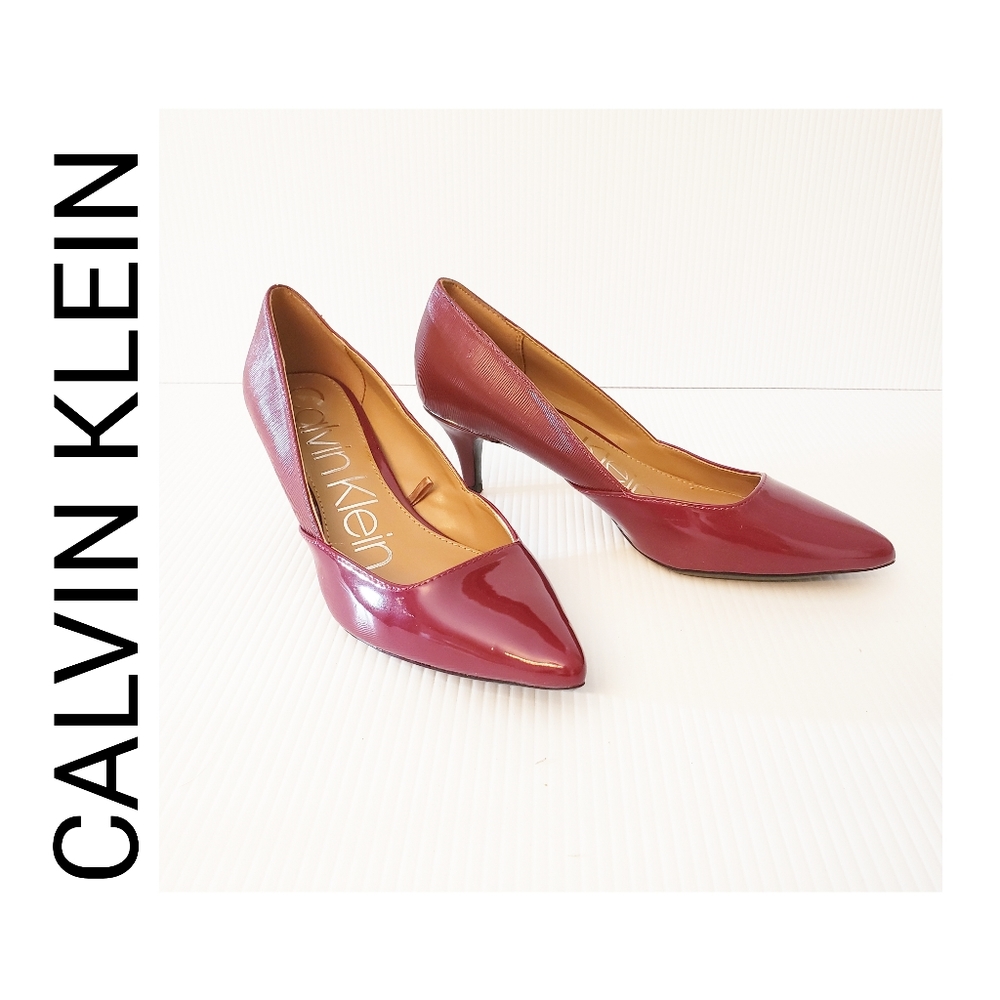 Calvin Klein Kitten Heel Red Shoes NWOT Size 6